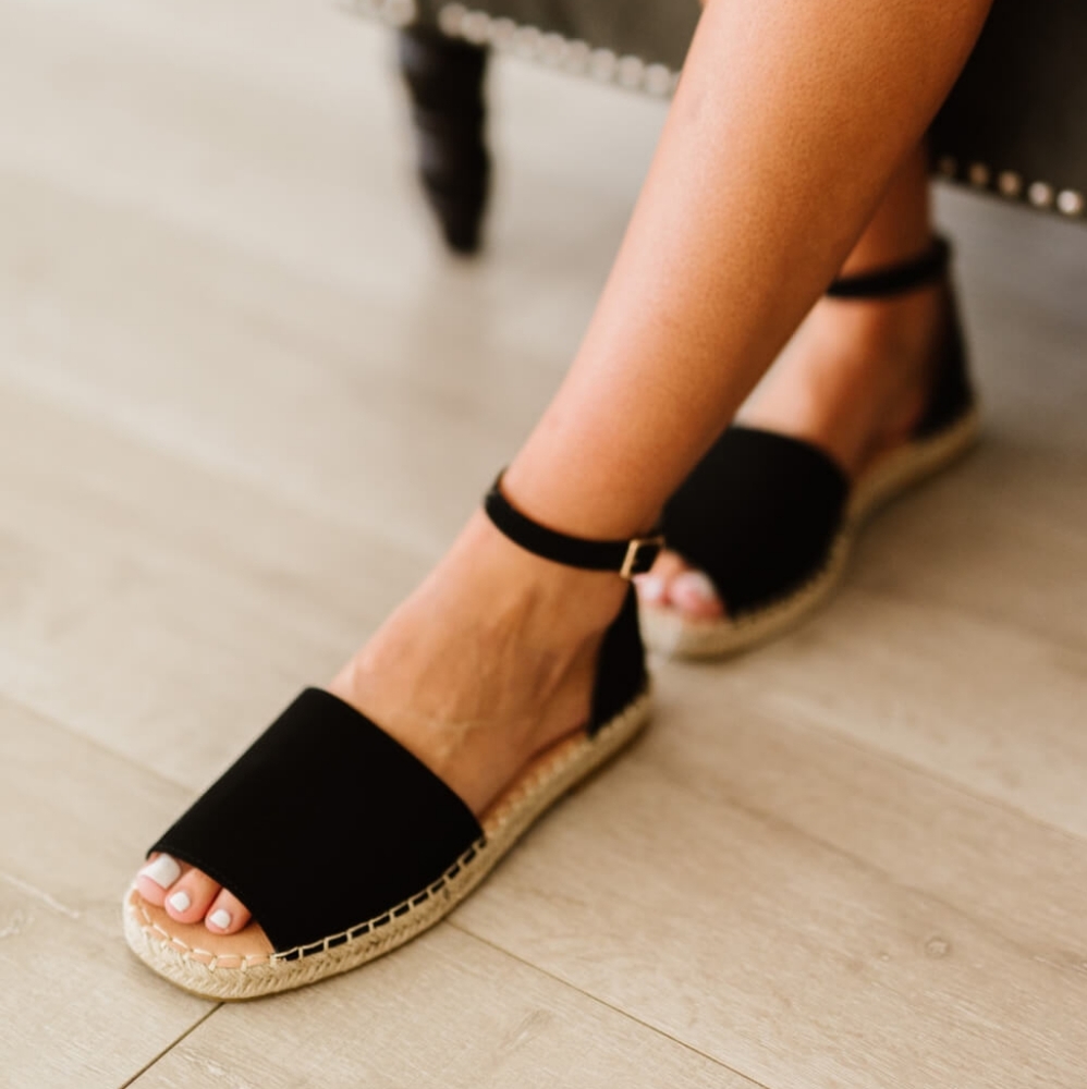 KAYLEEN Walking By Peep-Toe Espadrilles in Black - Picture 4 of 6